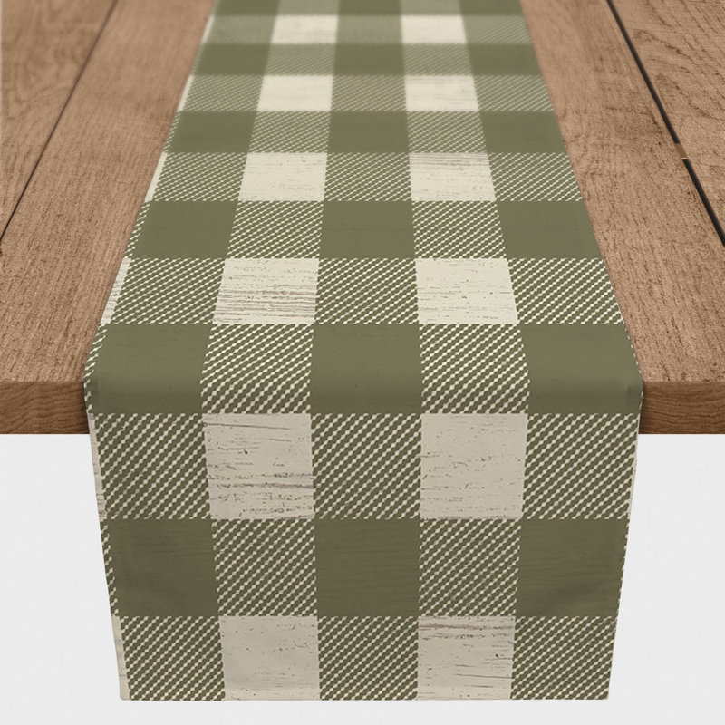 Green Buffalo Check Table Runner, Green, 90" x 16"