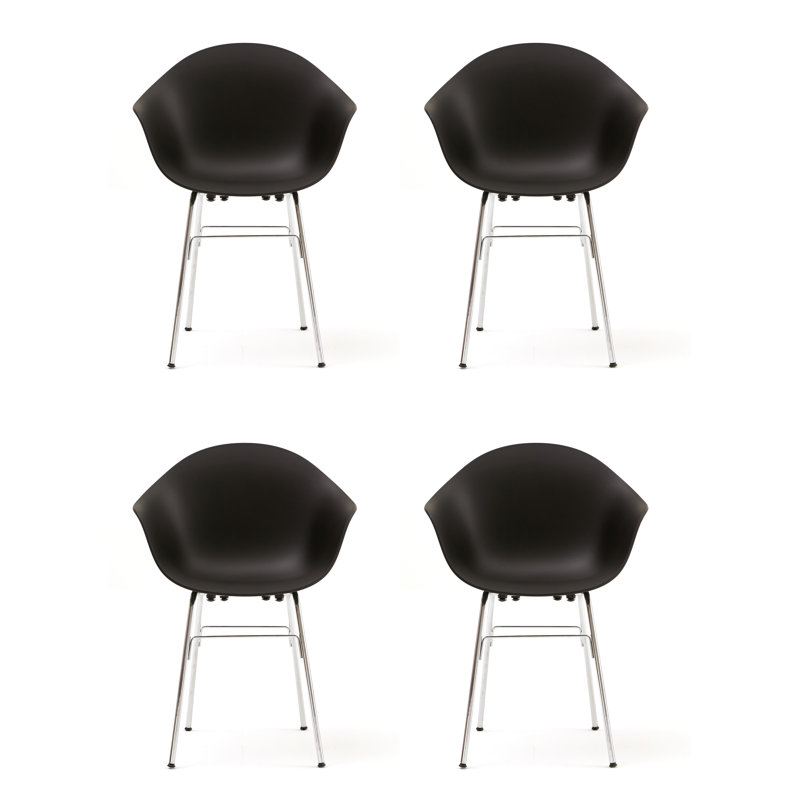 TA Armchair (Set of 4), Black/Chrome