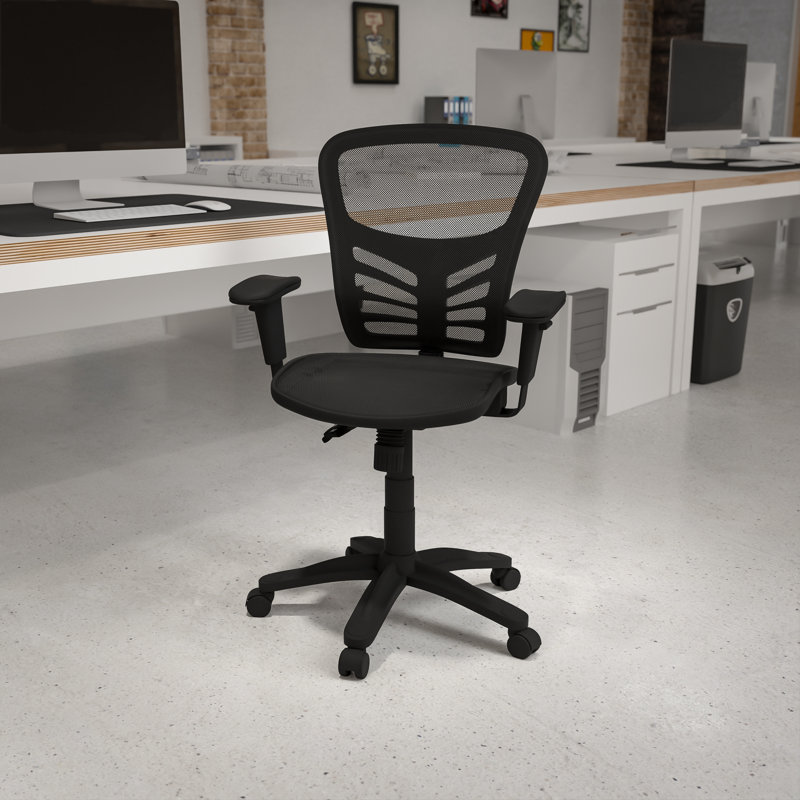 Chaise de bureau ergonomique multifonctionnelle en filet avec dossier moyen et accoudoirs réglables Wolfe
