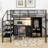 Metal Loft Bed With Table Set And Wardrobe, Full