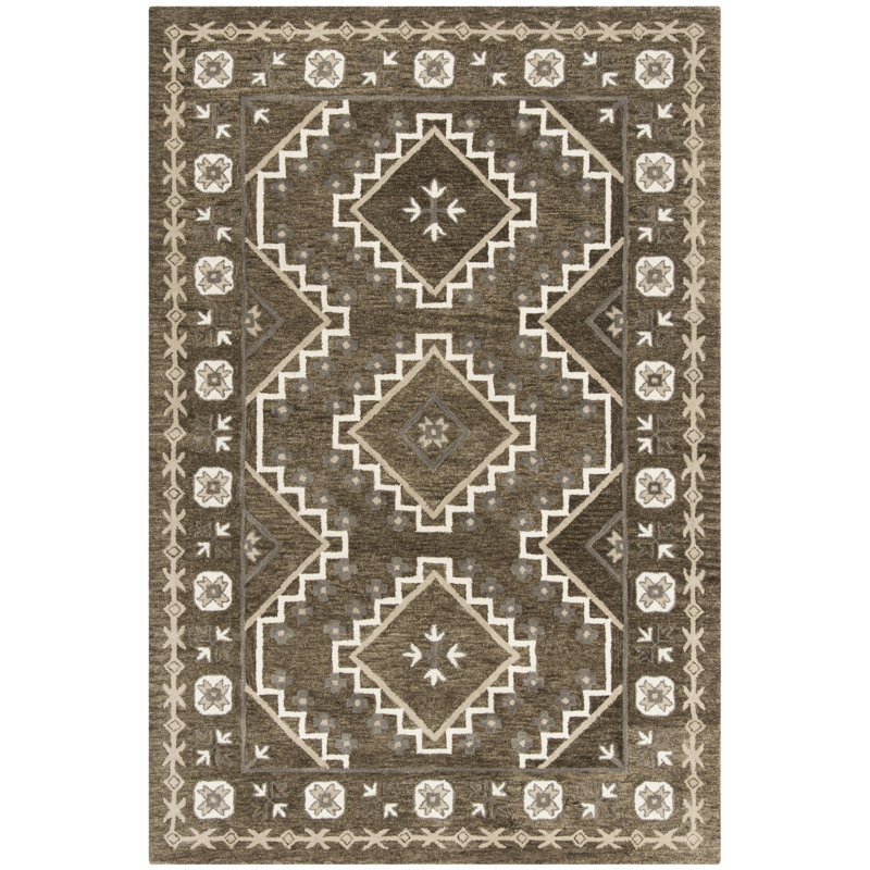 Tapis en laine touffeté à la main Rudra, Rectangle 2 pi 6 po x 4 pi