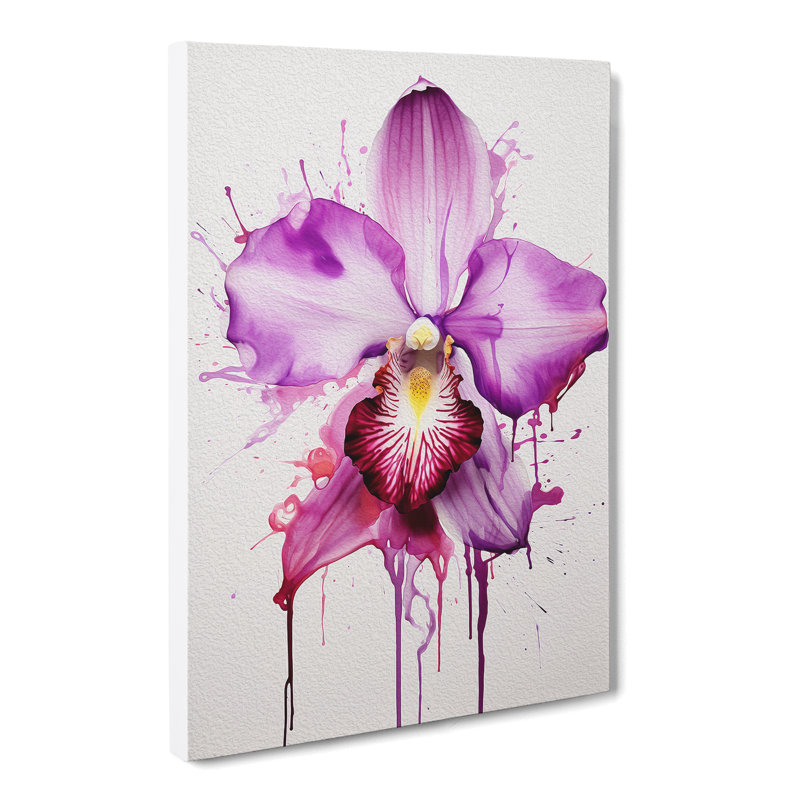 Orchid Flower Gestural No.2 - Wrapped Canvas, 60cm H x 40cm W x 3cm D