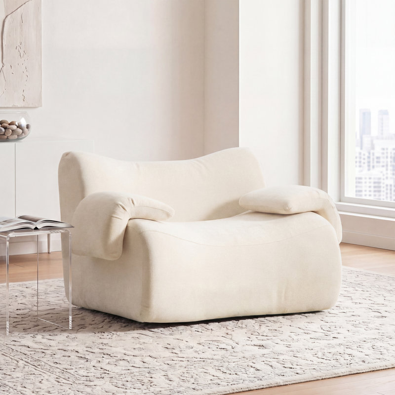 1 Seater Chenille Sofa, Beige