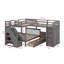 Lit superposé en forme de L avec lit simple simple et lit simple supérieur, 3 tiroirs, bureau portable et garde-robe-1267214388