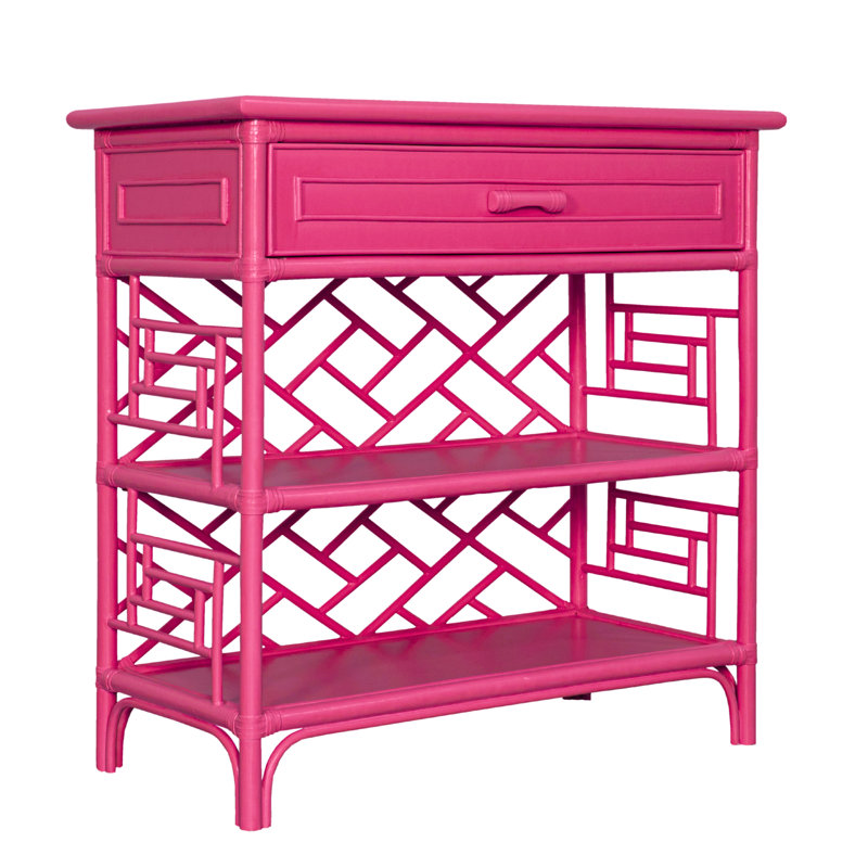 Chippendale End Table with Storage, Hot Pink