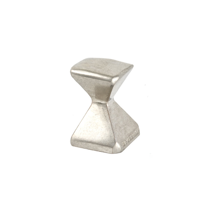 Forged 2 Square Knob, Satin Nickel, 1.125" H x 1.125" W x 1.5" D