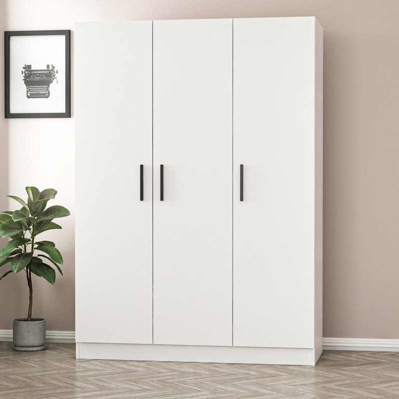 Garde-robe moderne blanc, panneau de particules enduit 100% mélamine, 53,1 po x 74,8 po x 20,5 po | Épaisseur durable de 0,71 pouce | Conception élégante de couleur unie pour le rangement dans la chambre à coucher | Solution d'organisation élégante et fonctionnelle