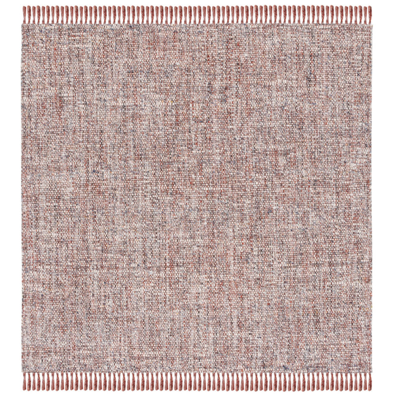 Tapis gris / rouille en laine tissé à la main, Carré 6 pi