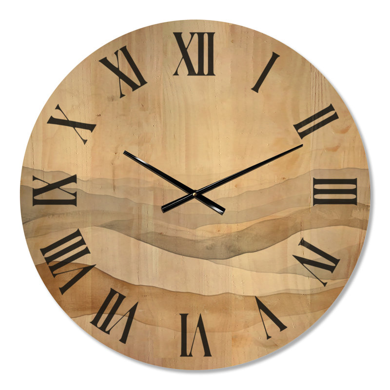 Grande horloge murale en bois minimaliste océanique - ondulation côtière douce, Medium