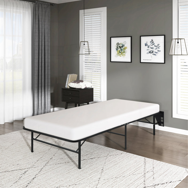 Black Metal Platform Foldable Bed Frame, Twin