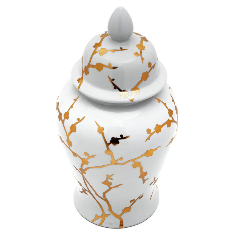 Timeless Chinese Temple Jar, 18", Gold Branches