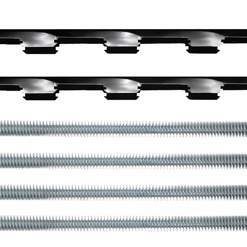 Tube de plafond à chicane WPC 78,7 po x 2 po x 3,54 po avec tiges de suspension et quilles de plafond, Teck doré
