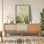 Meuble télé Farmhouse Rattan pour téléviseur de 70 po ou moins, meuble de rangement multimédia et console