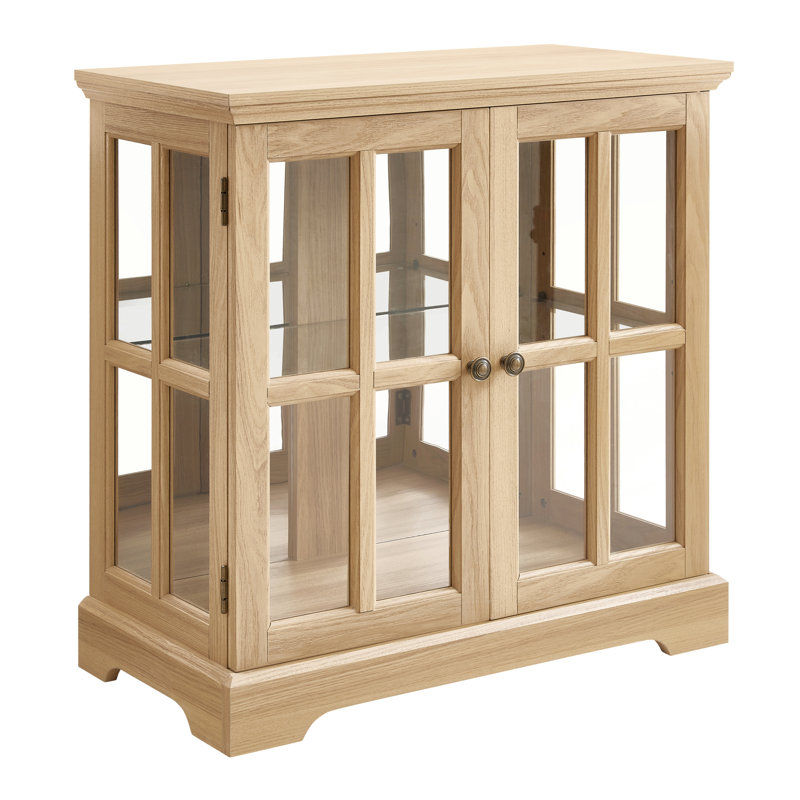 LED Curio Display Cabinet,Antique Display Cabinet With Adjustable Shelves,Retro Design Quality Showcase With Lattice Doors Elegant Bookcase And Storage Cabinet For Home Decor And Organization