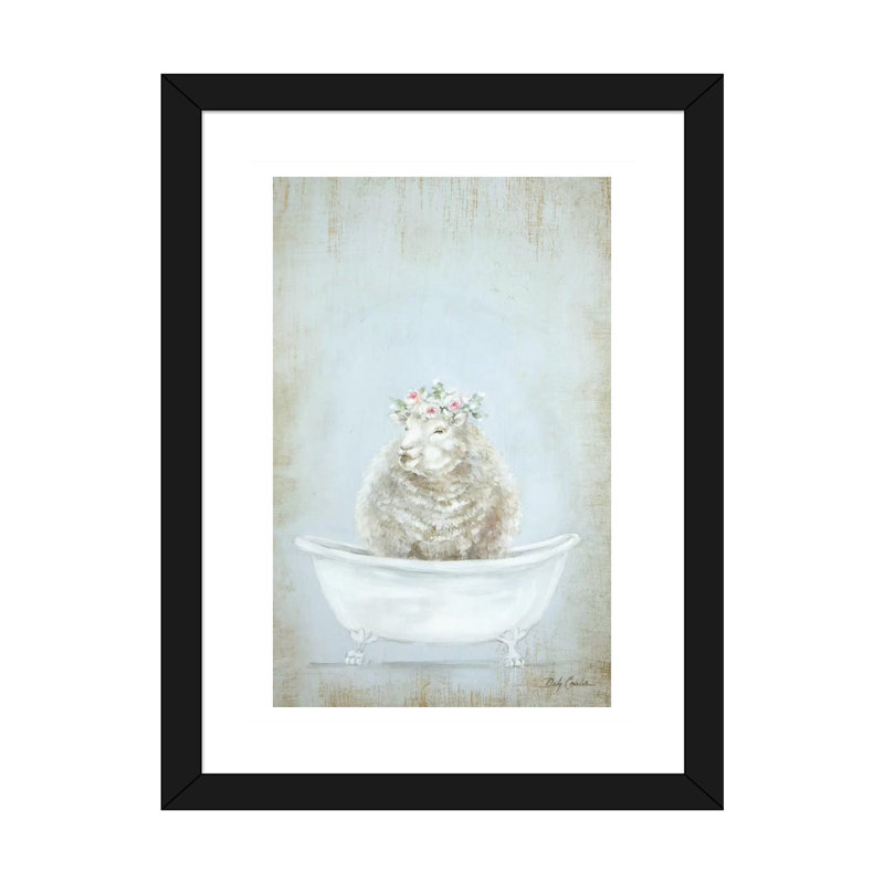 «Sheep In A Tub» - reproduction de cadre photo, H 24 po x l 16 po x P 1 po, Papier noir