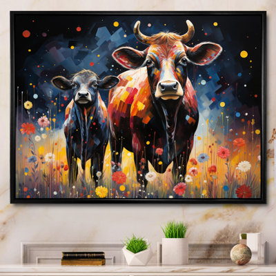 Impression sur toile encadrée, "Bovins pastoraux et pasteurs"