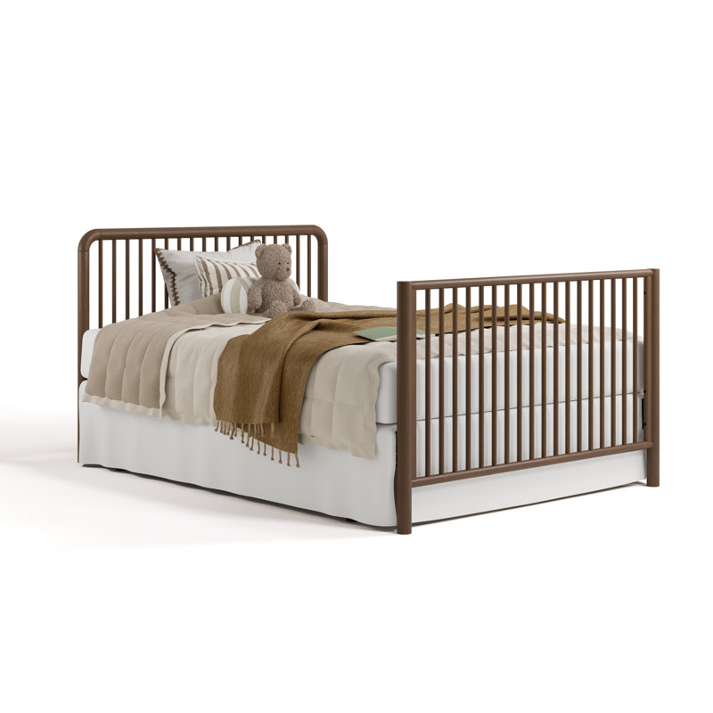 Porto Deluxe 5-in-1 Convertible Crib with Bonus Toddler Guardrail , Hazelnut