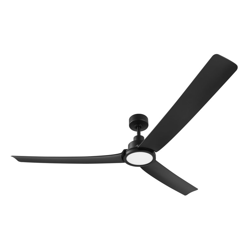 Ventilateur de plafond noir mat à 3 pales de 72 po avec télécommande, ensemble d'éclairage à DEL à intensité variable et moteur réversible Woolbright