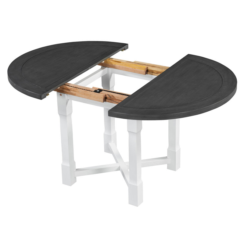 Ensemble de table de salle à manger extensible pour 4 personnes Trexm, Blanc, Beige, Gris