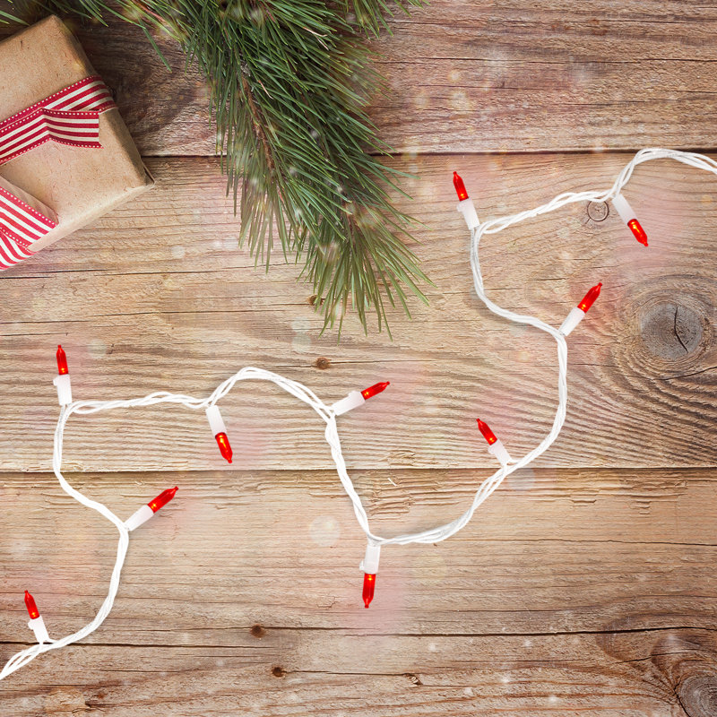 100-Count LED Mini Christmas Lights 33ft Wire, Red/White