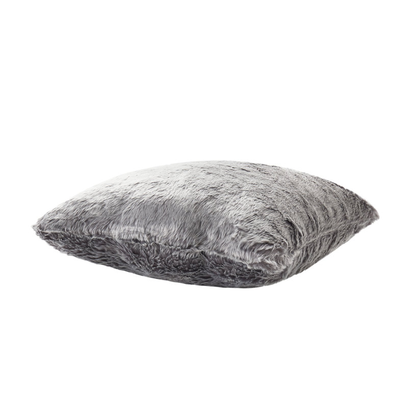 Clooney 20" x 20" Faux Fur Decorative Pillow, Gray