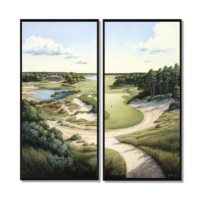 Parcours de golf en été - impressions sur toile vertes
