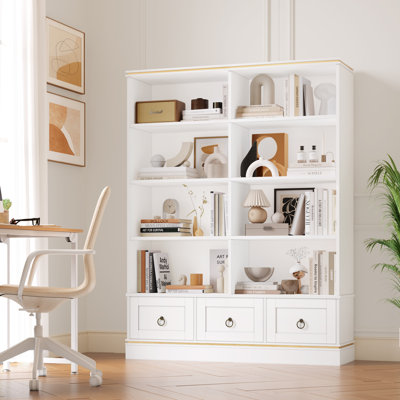 5-Tier Modern Bookcase With 3 Drawers