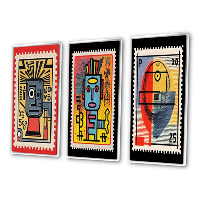 Retro Stamp Tribute To Keith I - Transitional Art Set Of 3 Pieces