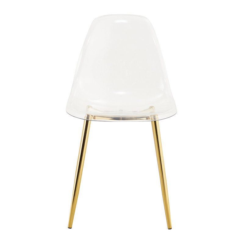 Chaise de salle à manger élégante en plastique transparent avec support en métal - Pieds dorés de conception moderne - Assemblage facile