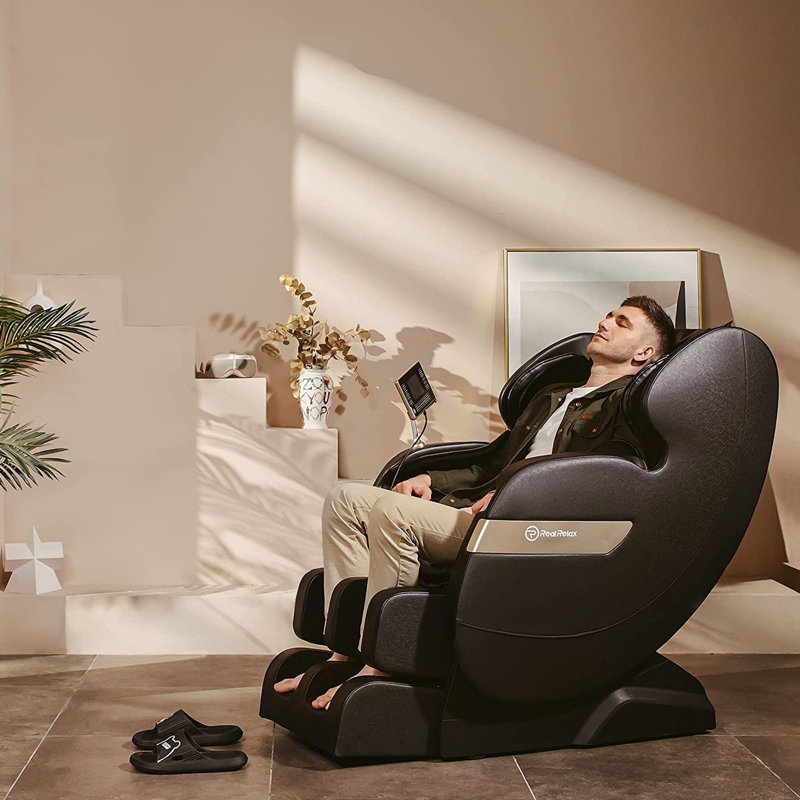 Newest Full Body Zero Gravity Massage Chair with Dual-Core S Track, LCD Remote and APP Control, Black Faux Leather