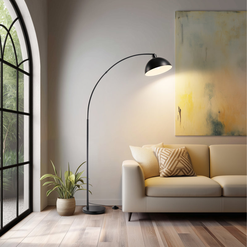 Bynaker 78.4" Arched/Arc Floor Lamp, With Remote, Foot Switch, Matte