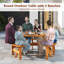 Ensemble de table de pique-nique 6 personnes avec 3 bancs intégrés et 2 trous pour parasol-798065249