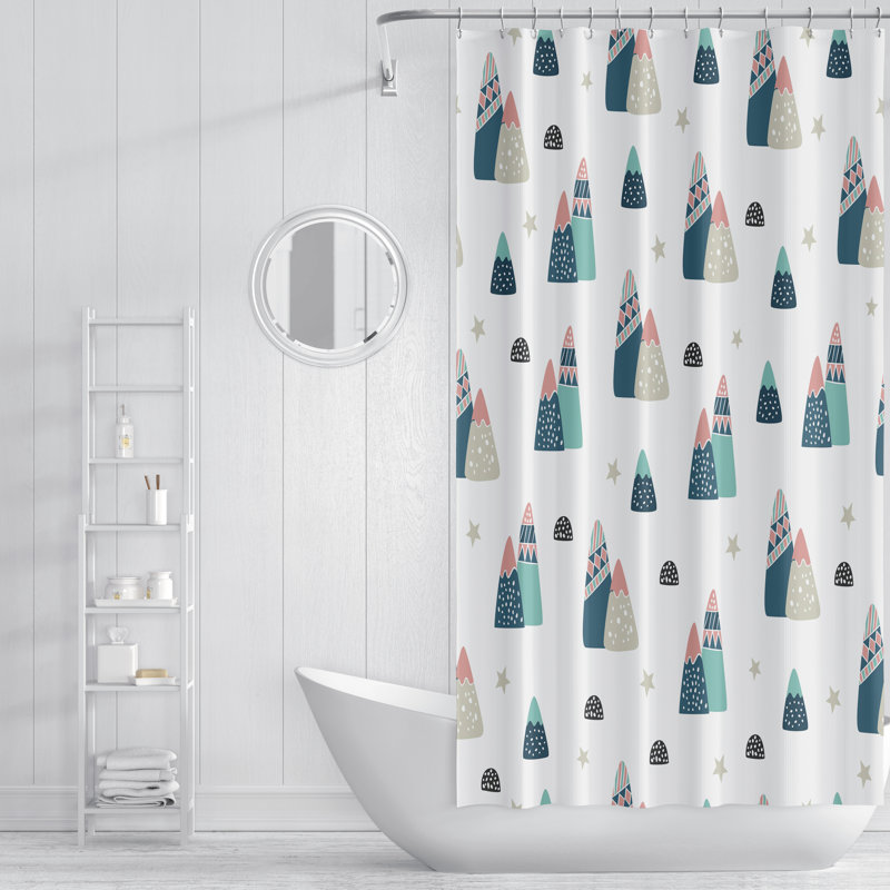 Rideau de douche simple + crochets, H 93 po x l 70 po