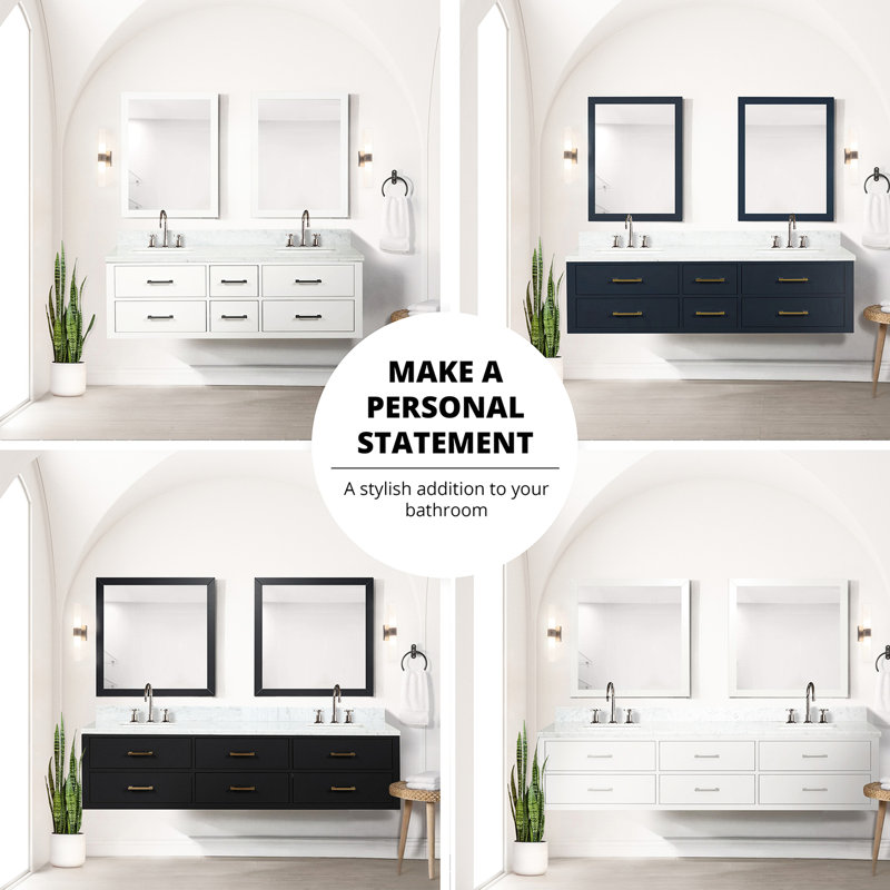 Meuble-lavabo simple noir avec comptoir en acrylique 18 po Miroir - fermeture en douceur, cadre en bois massif, fabrication en contreplaqué 24 po x P et fermeture, bois