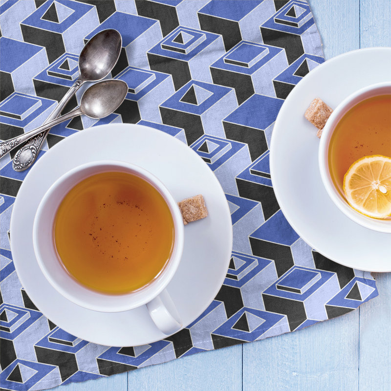 Patricia Geoffrey Tea Towel Kitchen Towel, Blue/Light Blue/Black, Cotton Twill