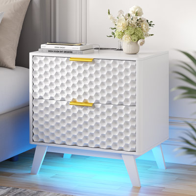 23.6'' W 2-drawer Nightstand With Built-in Outlets And Human Sensor Light