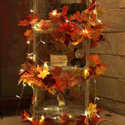 2-Pack Lighted Fall Maple Garland – 5.8 FT Artificial Foliage
