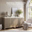 2 Door Sideboard Buffet Cabinet, Travertine Greige - Set of 2