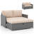 2 Pcs Patio Loveseat With 31 Gal Multifunctional Storage Ottoman And Soft Cushions
