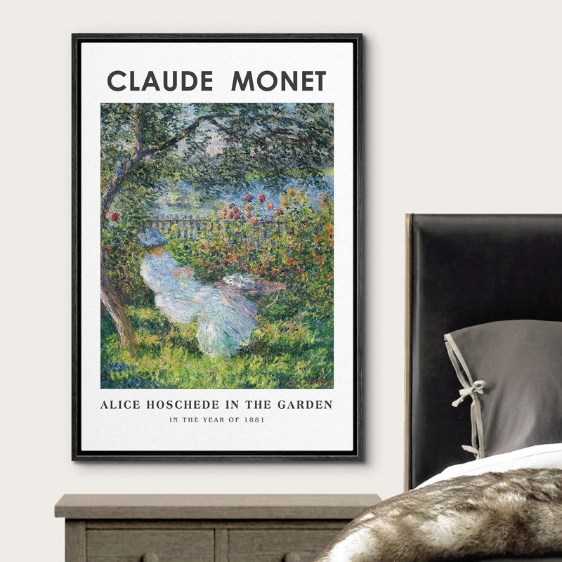 «Alice Hoschede in Garden» par Claude Monet - reproduction sur toile flottante, Noir, H 36 po x l 24 po x P 1,5 po