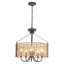 5 - Light 18.35” Dimmable Metal Drum Rattan Bohemian Candle Chandelier With Seagrass Shade-1463574792