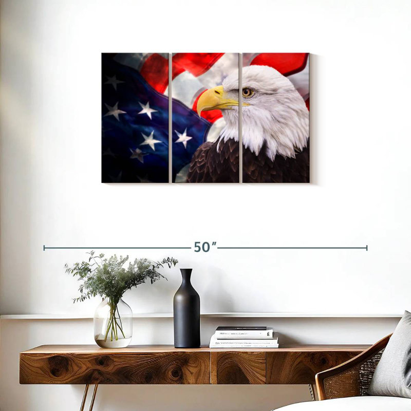 Brampt USA Flag And American Eagle, 20" H x 33" W