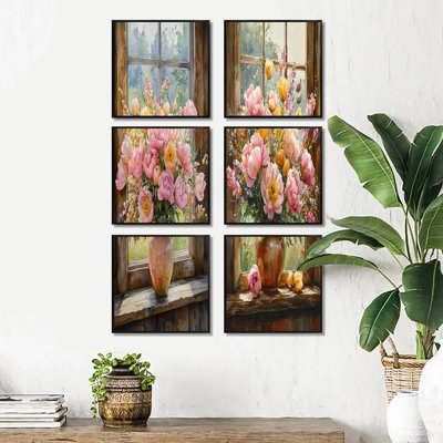 Bouquets de fleurs d'été assortis - ensemble de 6 impressions florales sur toile