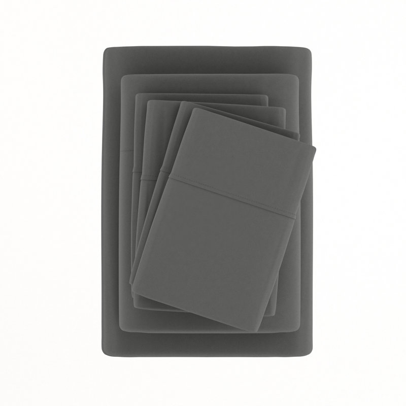 Simply Soft Brushed Microfiber Solid 6 Piece Sheet Set, Gray, Queen Sheet Set + 1 Fitted Sheet + 2 Pillowcases