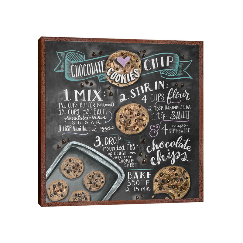 Chocolate Chip Cookies Recipe 1 Piece Wall Art on Canvas, 66.04cm H x 66.04cm W x 3.81cm D, Classic Brown Wood Floater Framed
