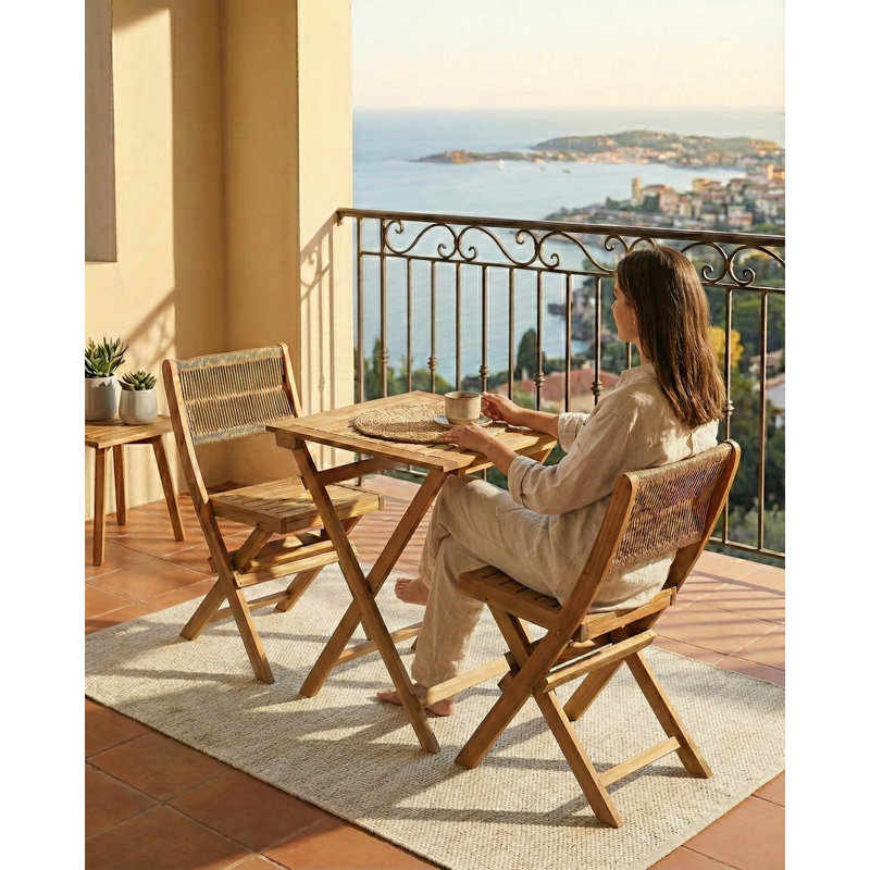 Noor 3-Piece Outdoor Bistro Set, Brown