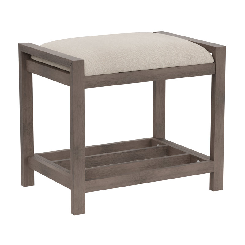 Adrian Solid Wood Accent Stool, Gray