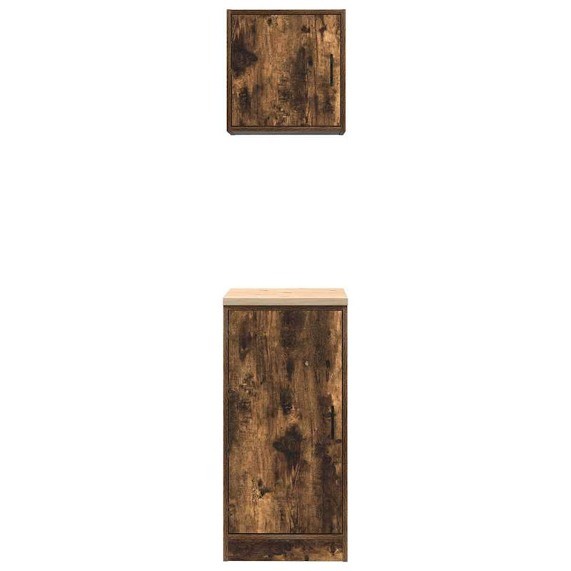 Garage Cabinets 2 Pcs Engineered Wood, Smoked Oak