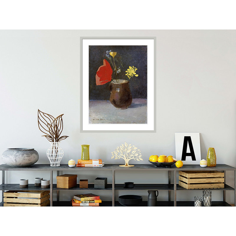 «A Pitcher of Flowers» par Odilon Redon, impression giclée sur cadre, 41.5" H x 32.88" W
