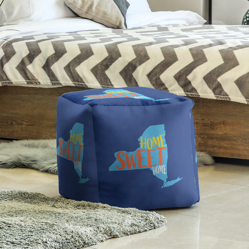 Repose-pieds cube new york home, Bleu marine